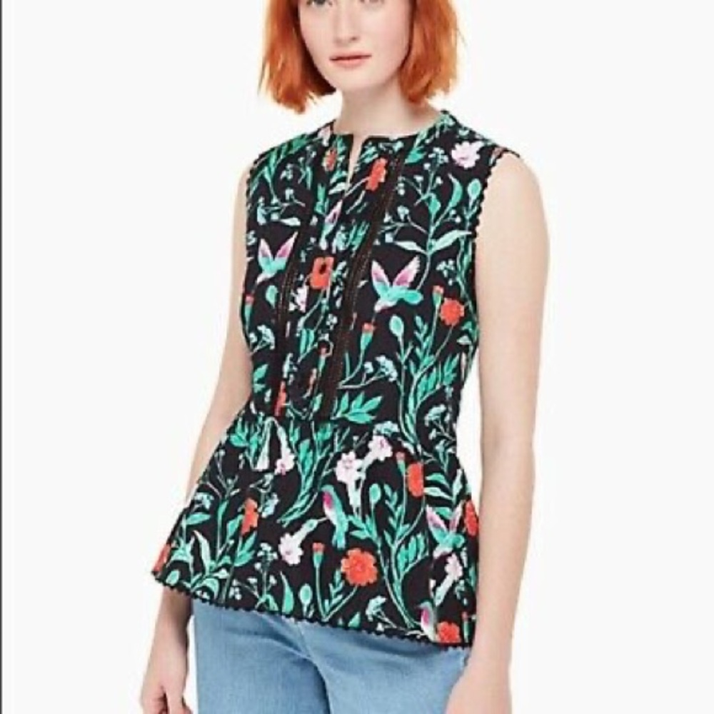 Kate spade jardin poplin peplum top xs